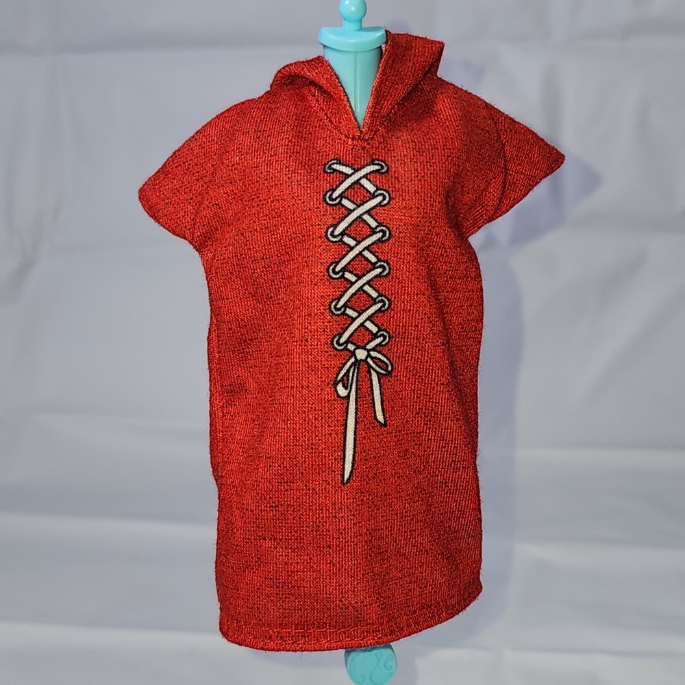 2018 Barbie Fashionista XOXO Tall Doll Red Cover Up Hoodie Dress Clothing